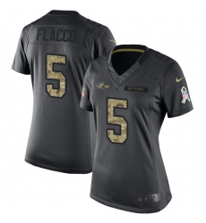 Women's Nike Baltimore Ravens #5 Joe Flacco Limited Black 2016 Salute to Service NFL Jersey