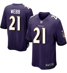 Men's Nike Baltimore Ravens #21 Lardarius Webb Game Purple Team Color NFL Jersey