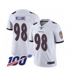 Men's Baltimore Ravens #98 Brandon Williams White Vapor Untouchable Limited Player 100th Season Football Jersey