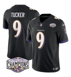 Men's Baltimore Ravens #9 Justin Tucker Black F.U.S.E 2024 AFC North Division Champions Vapor Limited Football Jersey Men's Baltimore Ravens #9 Justin Tucker Black F.U.S.E 2024 AFC North Division Champions Vapor Limited Football Jersey