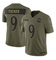 Men's Baltimore Ravens #9 Justin Tucker Olive 2025 F.U.S.E. Salute to Service Limited Football Stitched Jersey Men's Baltimore Ravens #9 Justin Tucker Olive 2025 F.U.S.E. Salute to Service Limited Football Stitched Jersey