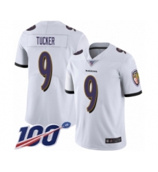 Men's Baltimore Ravens #9 Justin Tucker White Vapor Untouchable Limited Player 100th Season Football Jersey Men's Baltimore Ravens #9 Justin Tucker White Vapor Untouchable Limited Player 100th Season Football Jersey