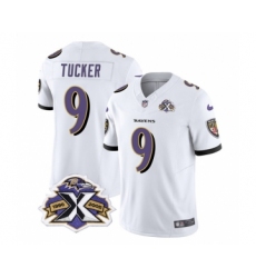 Men's Nike Baltimore Ravens #9 Justin Tucker White 2023 F.U.S.E Throwback Vapor Limited Stitched Jersey Men's Nike Baltimore Ravens #9 Justin Tucker White 2023 F.U.S.E Throwback Vapor Limited Stitched Jersey