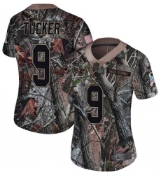 Women's Nike Baltimore Ravens #9 Justin Tucker Limited Camo Salute to Service NFL Jersey