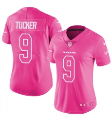 Women's Nike Baltimore Ravens #9 Justin Tucker Limited Pink Rush Fashion NFL Jersey Women's Nike Baltimore Ravens #9 Justin Tucker Limited Pink Rush Fashion NFL Jersey