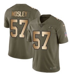 Men's Nike Baltimore Ravens #57 C.J. Mosley Limited Olive/Gold Salute to Service NFL Jersey