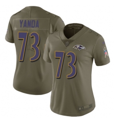 Women's Nike Baltimore Ravens #73 Marshal Yanda Limited Olive 2017 Salute to Service NFL Jersey