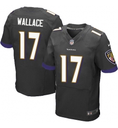 Men's Nike Baltimore Ravens #17 Mike Wallace Elite Black Alternate NFL Jersey