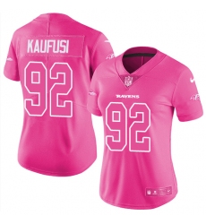 Women's Nike Baltimore Ravens #92 Bronson Kaufusi Limited Pink Rush Fashion NFL Jersey