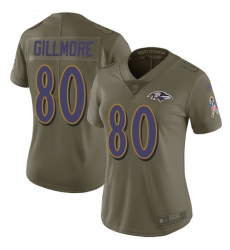 Women's Nike Baltimore Ravens #80 Crockett Gillmore Limited Olive 2017 Salute to Service NFL Jersey