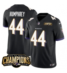 Men's Baltimore Ravens #44 Marlon Humphrey Black 2023 F.U.S.E. AFC North Champions Vapor Limited Football Stitched Jersey Men's Baltimore Ravens #44 Marlon Humphrey Black 2023 F.U.S.E. AFC North Champions Vapor Limited Football Stitched Jersey