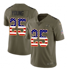 Youth Nike Baltimore Ravens #25 Tavon Young Limited Olive/USA Flag Salute to Service NFL Jersey