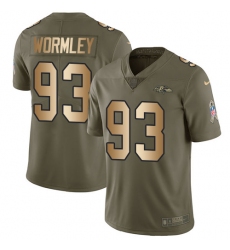 Men's Nike Baltimore Ravens #93 Chris Wormley Limited Olive/Gold Salute to Service NFL Jersey