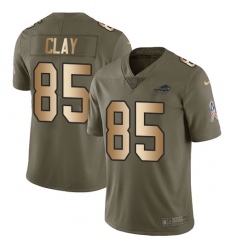 Youth Nike Buffalo Bills #85 Charles Clay Limited Olive/Gold 2017 Salute to Service NFL Jersey