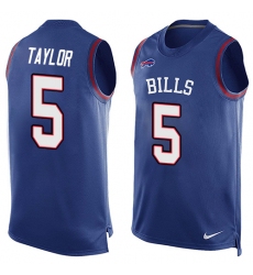 Men's Nike Buffalo Bills #5 Tyrod Taylor Limited Royal Blue Player Name & Number Tank Top NFL Jersey