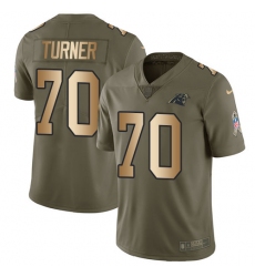 Youth Nike Carolina Panthers #70 Trai Turner Limited Olive/Gold 2017 Salute to Service NFL Jersey