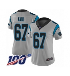 Women's Carolina Panthers #67 Ryan Kalil Silver Inverted Legend Limited 100th Season Football Jersey