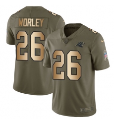 Men's Nike Carolina Panthers #26 Daryl Worley Limited Olive/Gold 2017 Salute to Service NFL Jersey