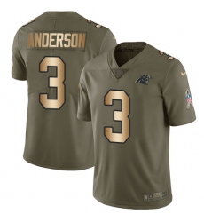 Men's Nike Carolina Panthers #3 Derek Anderson Limited Olive/Gold 2017 Salute to Service NFL Jersey