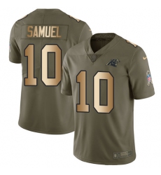 Men's Nike Carolina Panthers #10 Curtis Samuel Limited Olive/Gold 2017 Salute to Service NFL Jersey