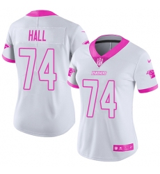 Women's Nike Carolina Panthers #74 Daeshon Hall Limited White/Pink Rush Fashion NFL Jersey