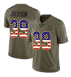 Men's Nike Chicago Bears #39 Eddie Jackson Limited Olive/USA Flag Salute to Service NFL Jersey