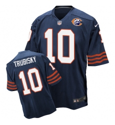 Men's Nike Chicago Bears #10 Mitchell Trubisky Elite Navy Blue Throwback NFL Jersey