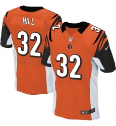 Men's Nike Cincinnati Bengals #32 Jeremy Hill Elite Orange Alternate NFL Jersey