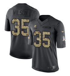 Men's Nike Cleveland Browns #35 Howard Wilson Limited Black 2016 Salute to Service NFL Jersey