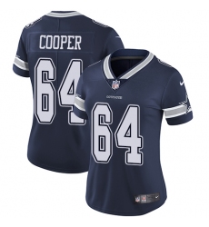 Women's Nike Dallas Cowboys #64 Jonathan Cooper Navy Blue Team Color Vapor Untouchable Limited Player NFL Jersey