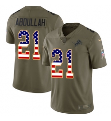 Men's Nike Detroit Lions #21 Ameer Abdullah Limited Olive/USA Flag Salute to Service NFL Jersey