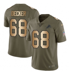 Youth Nike Detroit Lions #68 Taylor Decker Limited Olive/Gold Salute to Service NFL Jersey