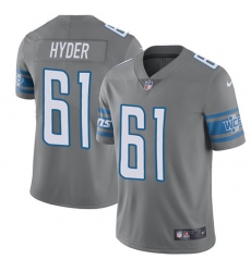 Men's Nike Detroit Lions #61 Kerry Hyder Elite Steel Rush Vapor Untouchable NFL Jersey