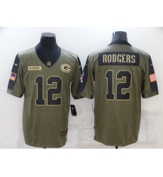 Men's Green Bay Packers #12 Aaron Rodgers Nike Olive 2021 Salute To Service Limited Player Jersey