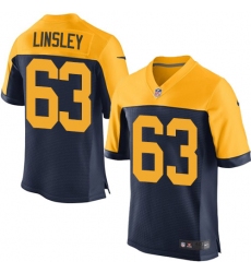 Men's Nike Green Bay Packers #63 Corey Linsley Elite Navy Blue Alternate NFL Jersey