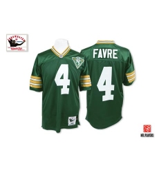 Mitchell and Ness Green Bay Packers #4 Brett Favre Authentic Green With 75th Patch Throwback NFL Jersey
