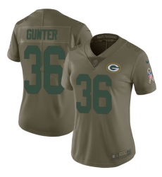 Women's Nike Green Bay Packers #36 LaDarius Gunter Limited Olive 2017 Salute to Service NFL Jersey