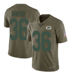 Youth Nike Green Bay Packers #36 LaDarius Gunter Limited Olive 2017 Salute to Service NFL Jersey