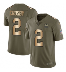 Youth Nike Green Bay Packers #2 Mason Crosby Limited Olive/Gold 2017 Salute to Service NFL Jersey