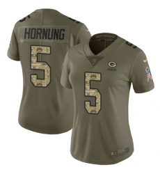 Women's Nike Green Bay Packers #5 Paul Hornung Limited Olive/Camo 2017 Salute to Service NFL Jersey
