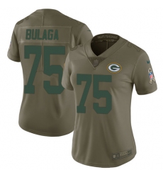 Women's Nike Green Bay Packers #75 Bryan Bulaga Limited Olive 2017 Salute to Service NFL Jersey