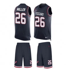 Men's Nike Houston Texans #26 Lamar Miller Limited Navy Blue Tank Top Suit NFL Jersey