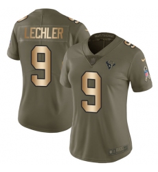 Women's Nike Houston Texans #9 Shane Lechler Limited Olive/Gold 2017 Salute to Service NFL Jersey