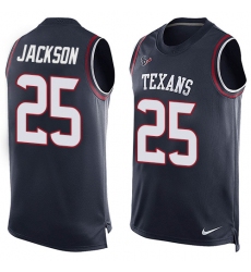 Men's Nike Houston Texans #25 Kareem Jackson Limited Navy Blue Player Name & Number Tank Top NFL Jersey