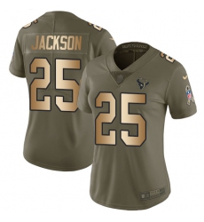 Women's Nike Houston Texans #25 Kareem Jackson Limited Olive/Gold 2017 Salute to Service NFL Jersey