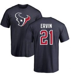 NFL Nike Houston Texans #21 Tyler Ervin Navy Blue Name & Number Logo T-Shirt