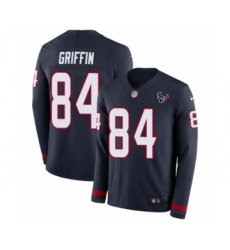 Men's Nike Houston Texans #84 Ryan Griffin Limited Navy Blue Therma Long Sleeve NFL Jersey