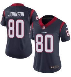 Women's Nike Houston Texans #80 Andre Johnson Limited Navy Blue Team Color Vapor Untouchable NFL Jersey