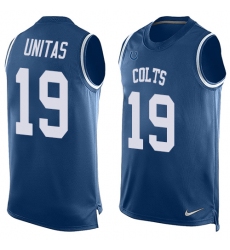 Men's Nike Indianapolis Colts #19 Johnny Unitas Limited Royal Blue Player Name & Number Tank Top NFL Jersey