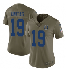 Women's Nike Indianapolis Colts #19 Johnny Unitas Limited Olive 2017 Salute to Service NFL Jersey